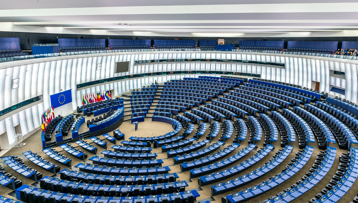 Sala de Plenos del Parlamento Europeo en Estrasburgo para debatir el bienestar animal en Europa. (Foto. Canva)