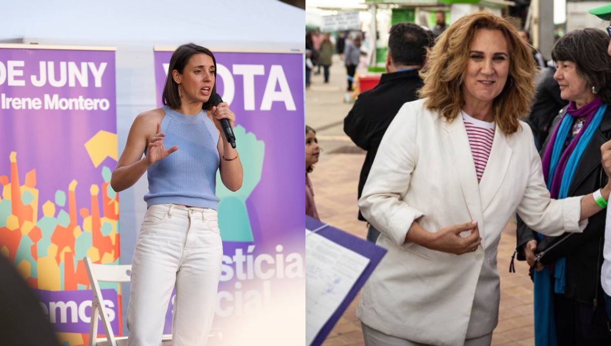 Irene Montero, candidata de Podemos; y Estrella Galán, candidata de Sumar a las elecciones europeas 2024. (Foto: ConSalud.es)