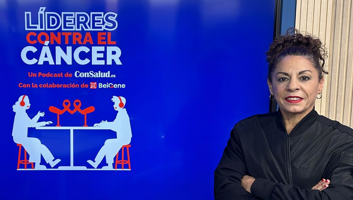 La actriz Cristina Medina explica en el podcast 'Líderes Contra el Cáncer' el proyecto 'Oncolomeeting' (Foto. ConSalud)