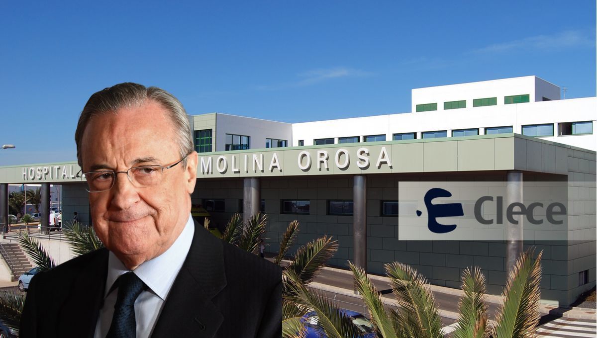 La empresa Clece, filial del Grupo ACS presidido por Florentino Pérez, se encargará de la seguridad del Hospital Dr. Molina Orosa (Foto. Montaje)