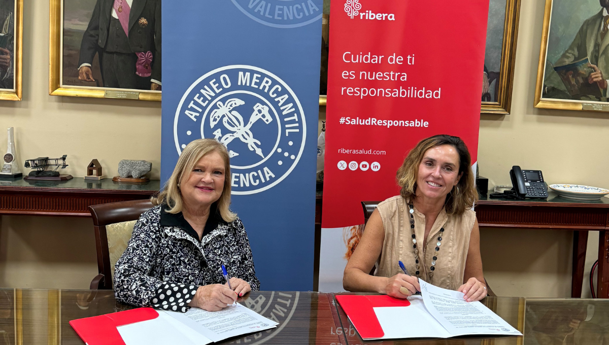 Firma del acuerdo de colaboración entre a Fundación Ribera Salud y el Ateneo Mercantil de Valencia (Foto: Ribera)