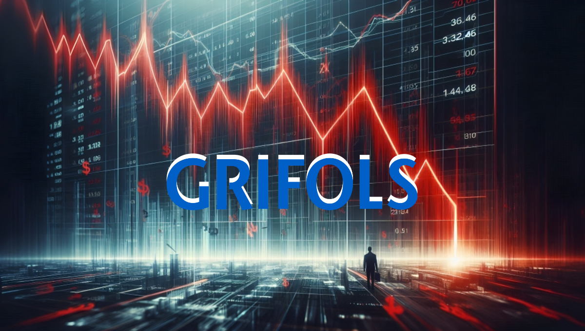 Grifols cae en bolsa (Fotomontaje: Microsoft IA/ConSalud)