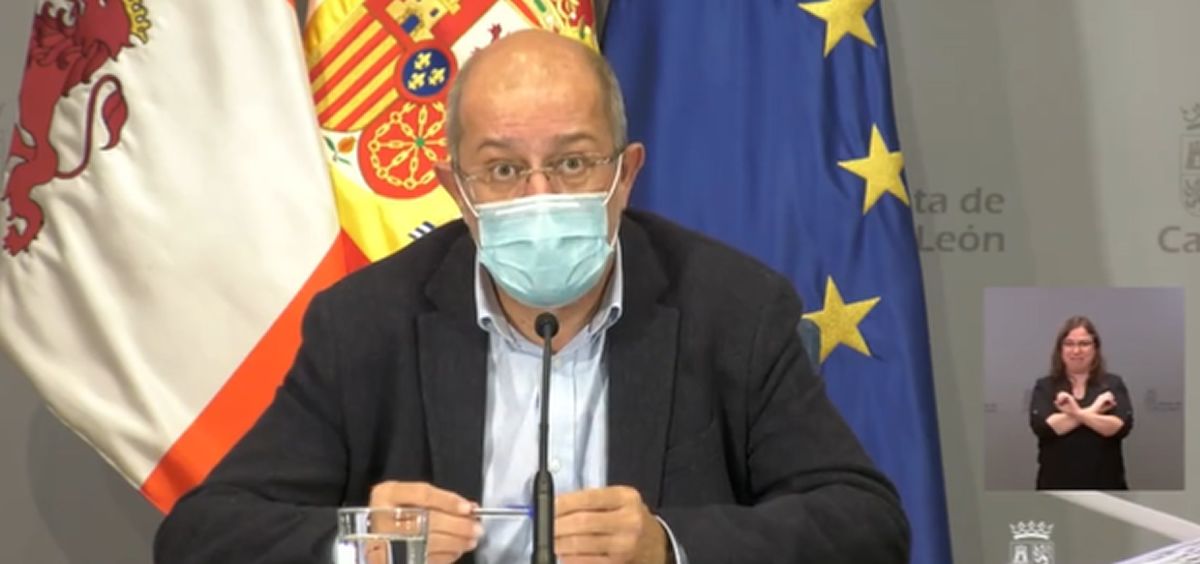 Francisco Igea durante la comparecencia de rueda de prensa (Foto. Twitter Castilla y León)