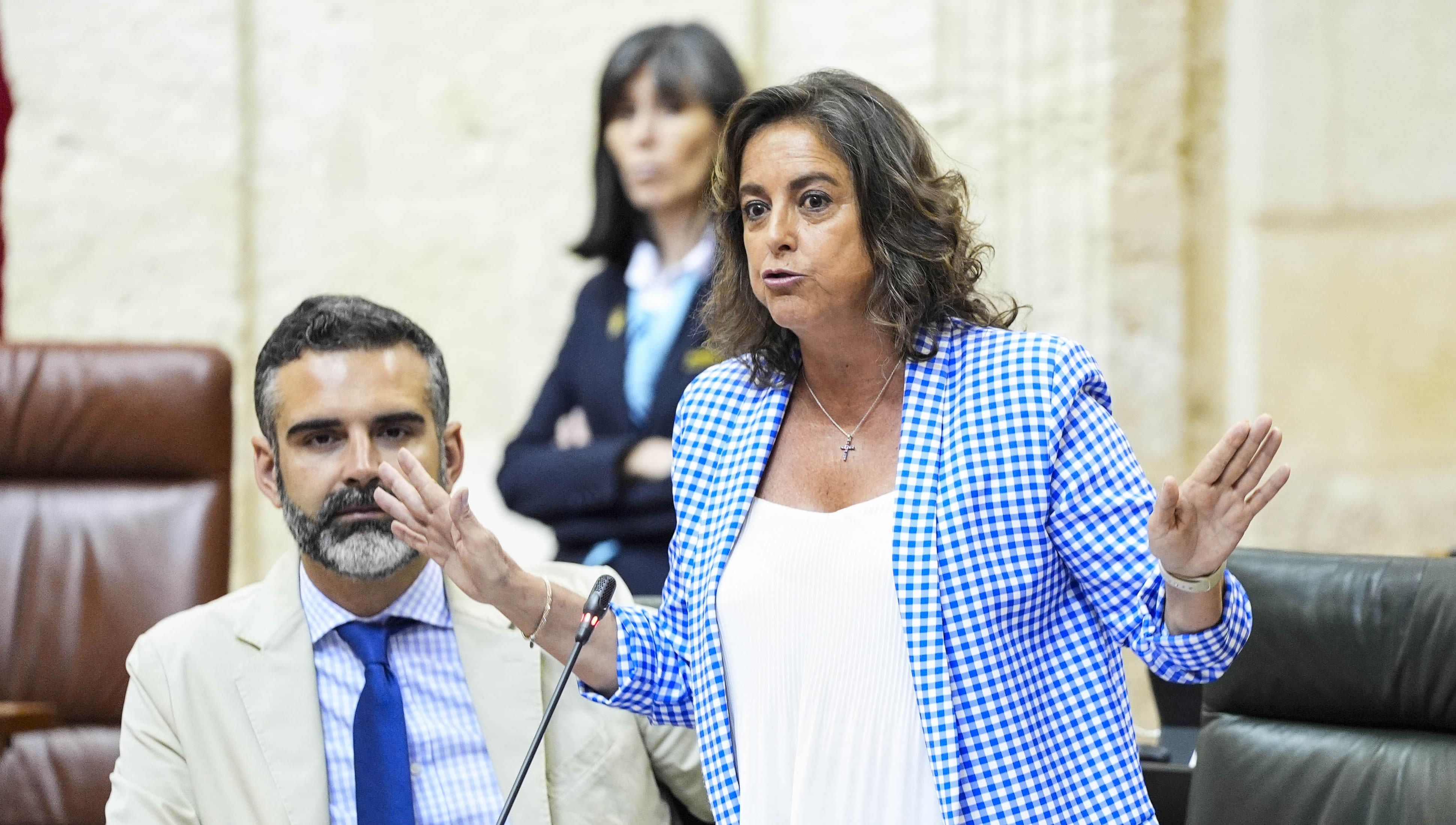 Catalina García, durante el último Pleno del Parlamento de Andalucía (FOTO: Junta de Andalucía)