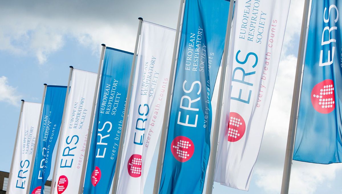 Banderas de la Sociedad Europea de Neumología, a favor de prohibir los PFAS  (Foto. ERS)