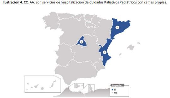 . CC. AA. con servicios de hospitalización de Cuidados Paliativos Pediátricos con camas propias.