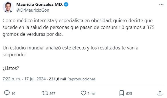 El Dr. Mauricio González en X (Foto. @DrMauricioGon)