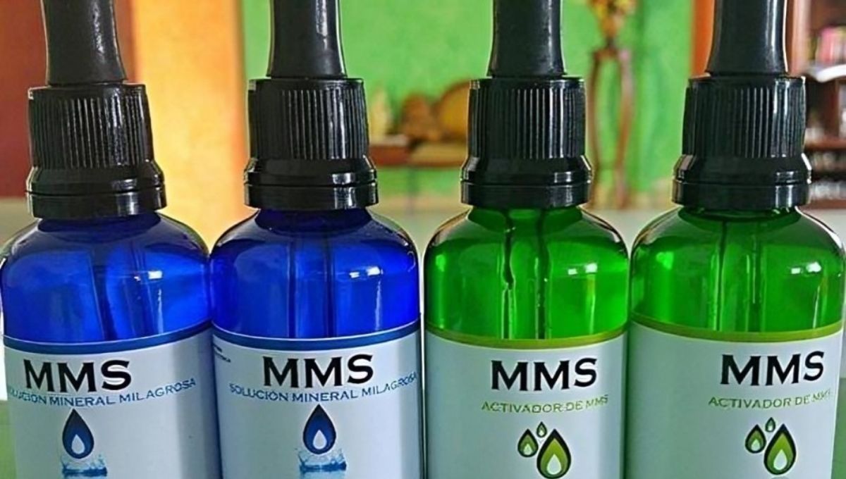 Producto llamado MMS (Miracle Mineral Solution), medicamento ilegal que consiste en una composición de clorito de sódico (Fuente: CGCOM)