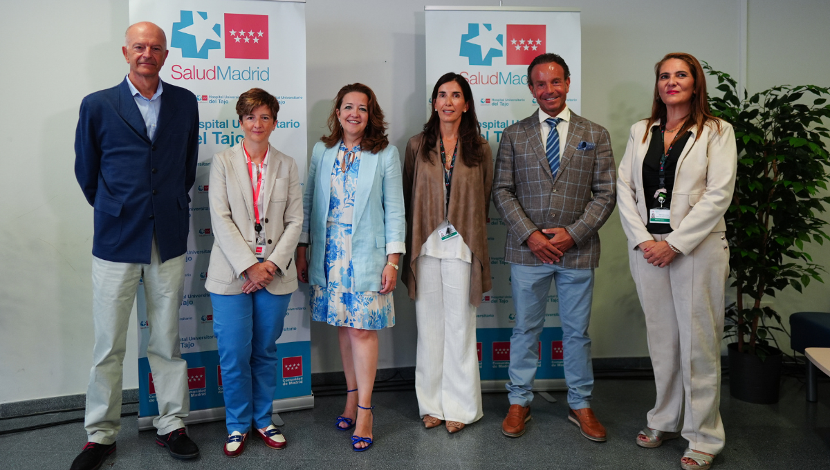 La consejera de Sanidad de la Comunidad de Madrid, Fátima Matute, durante su visita al Hospital Universitario del Tajo. (CAM)