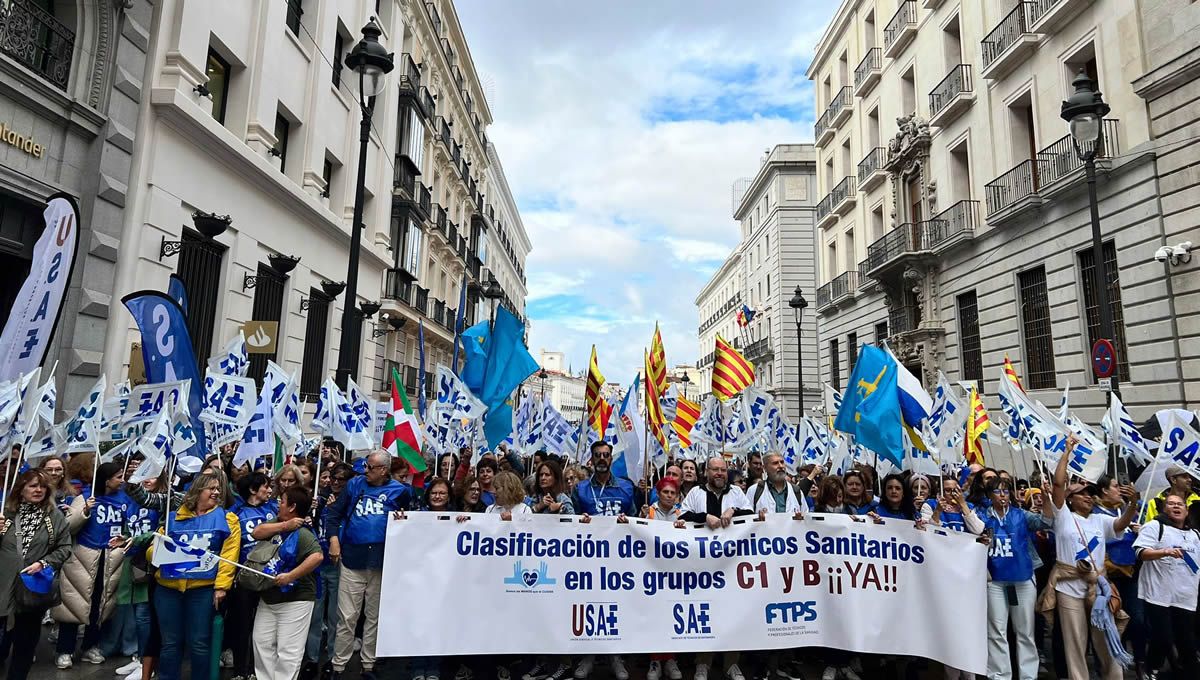 Protestas de los técnicos sanitarios en Madrid (FOTO: Sindicato SAE)