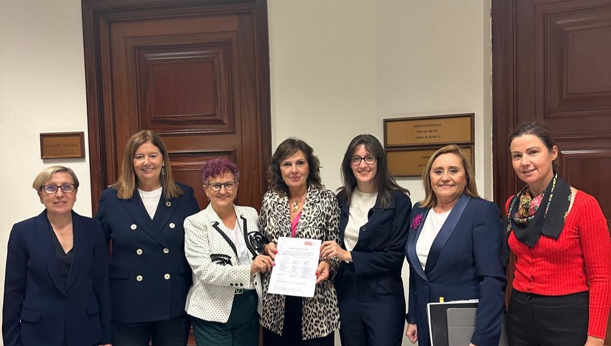 La portavoz de Sanidad, Carmen Martínez, junto a otros diputados en el registro de la PNL (Foto. PSOE)