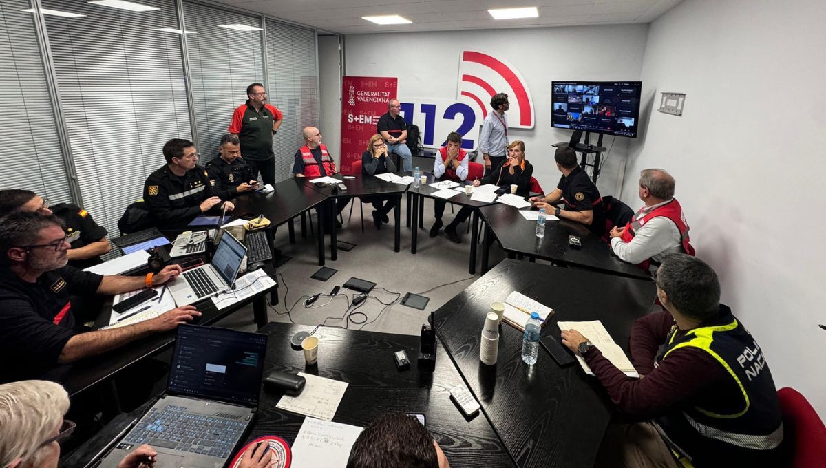 Reunión del CECOPI en el CCE los Organismos implicados en la gestión de la emergencia analizan en este momento la evolución de la DANA (Fuente GVA112)