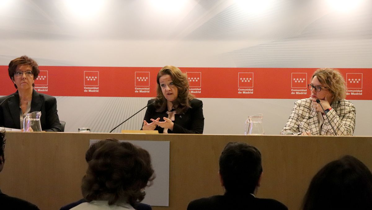 La consejera de Sanidad de la Comunidad de Madrid, Fátima Matute, en rueda de prensa. (Foto: CAM)