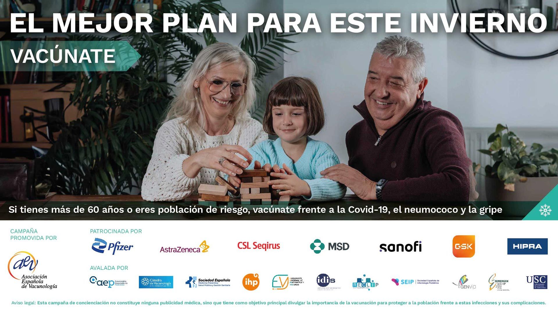 Campaña "El mejor plan para este invierno. Vacúnate" (Foto: AEV)