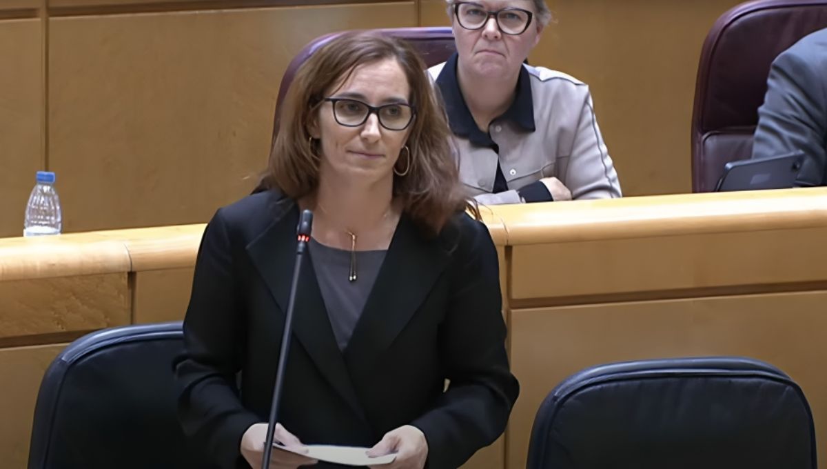 Mónica García, ministra de Sanidad, en la comparecencia del Senado (Foto. CS)