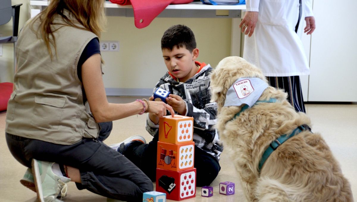 Terapia asistida con animales para tratar a niños con autismo en el Hospital de Torrejón (Foto. H. Universitario de Torrejón)