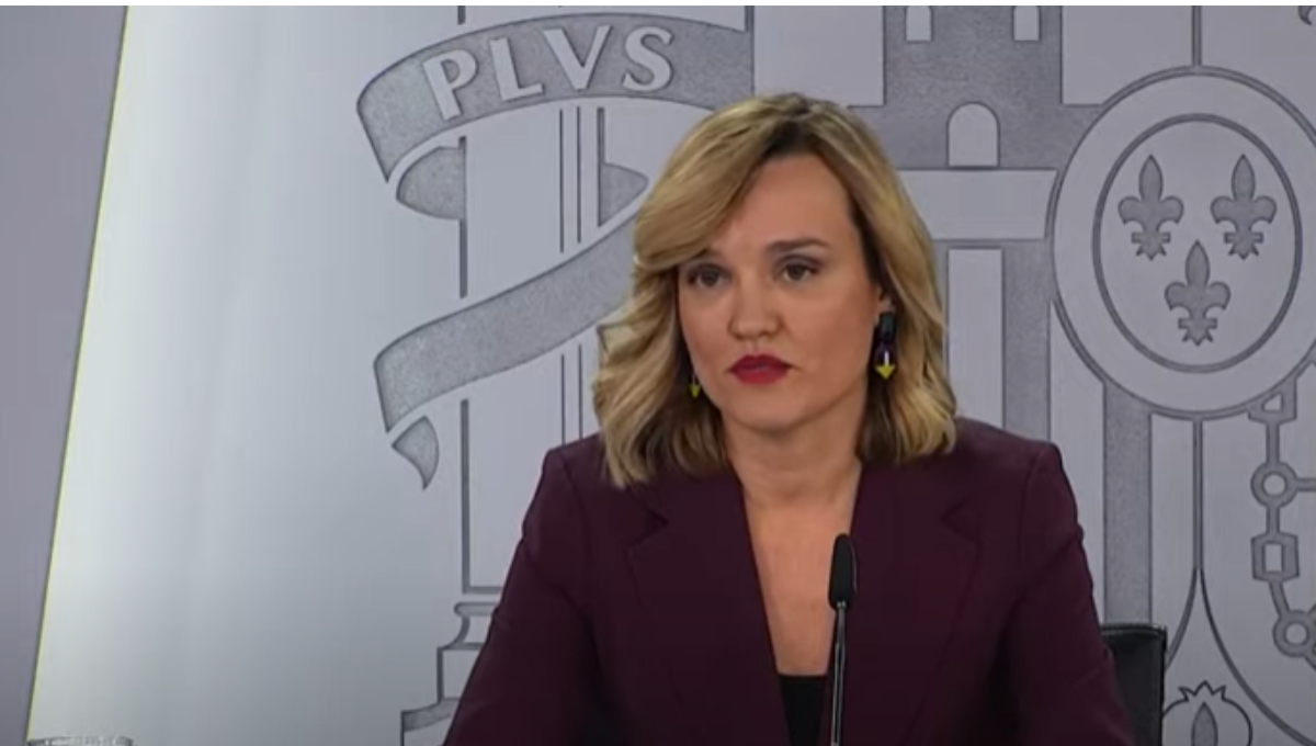 La portavoz del Gobierno, Pilar Alegría, durante la rueda de prensa tras el Consejo de Ministros. (Moncloa)