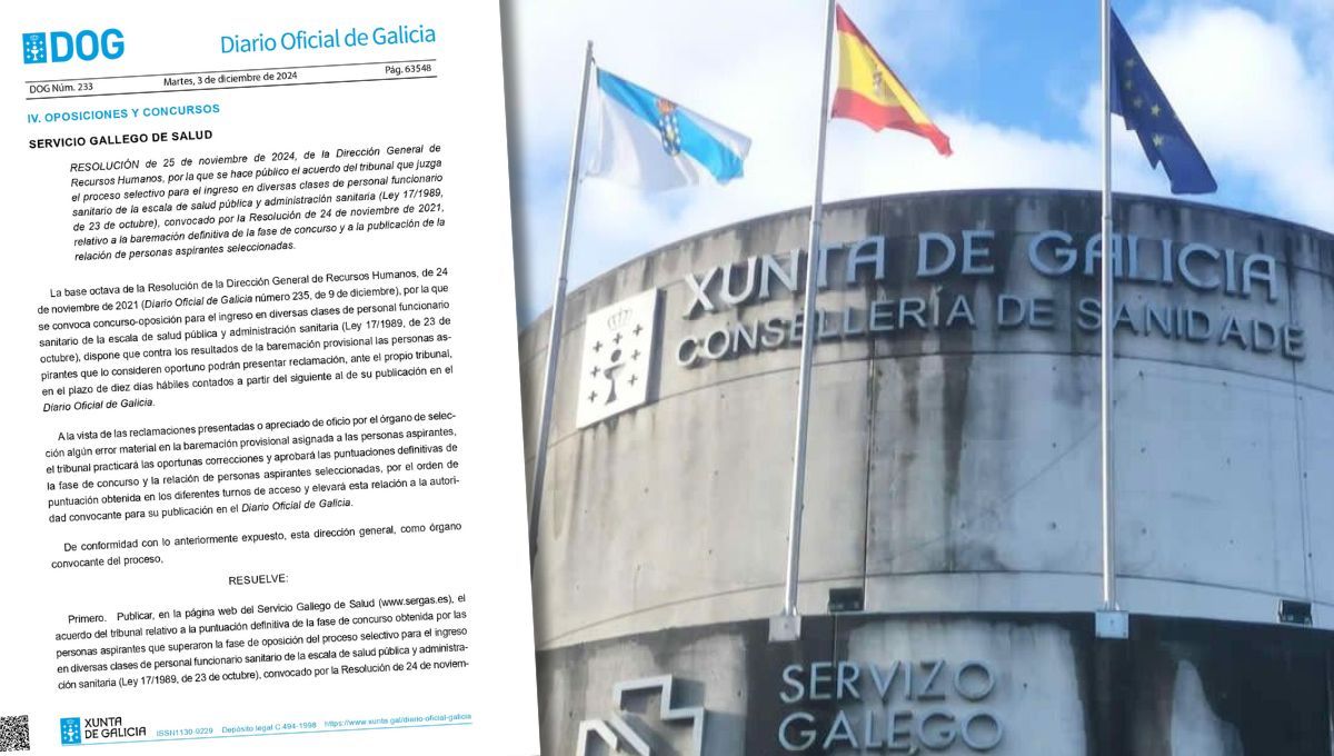 El Diario Oficial de Galicia publica las puntuaciones finales de la oposición de salud pública y administración sanitaria (Montaje ConSalud)