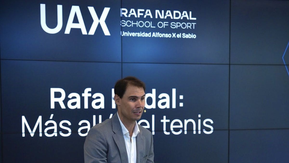 Rafa Nadal durante su visita a la UAX (FOTO: Universidad Alfonso X El Sabio)