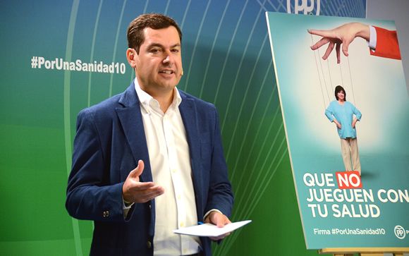 El líder del PP de Andalucía, Juanma Moreno, durante la presentación de la campaña.